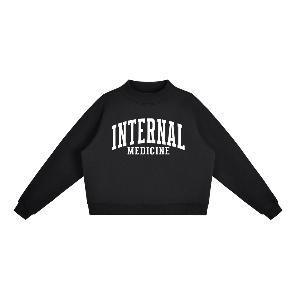 Internal Medicine Varsity Mockneck in Black
