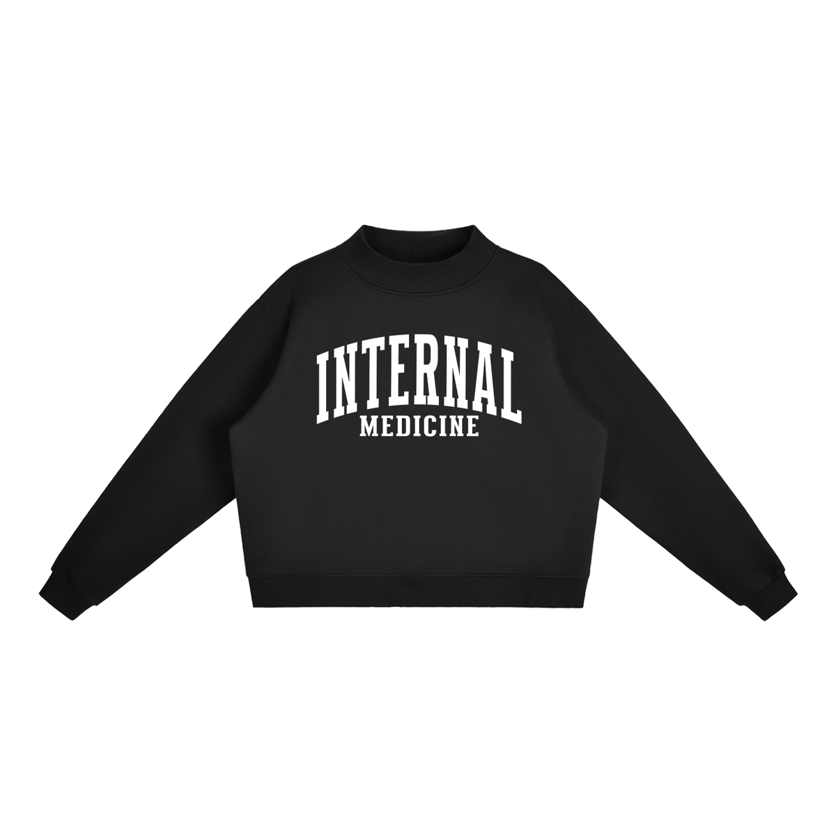 Internal Medicine Varsity Mockneck in Black