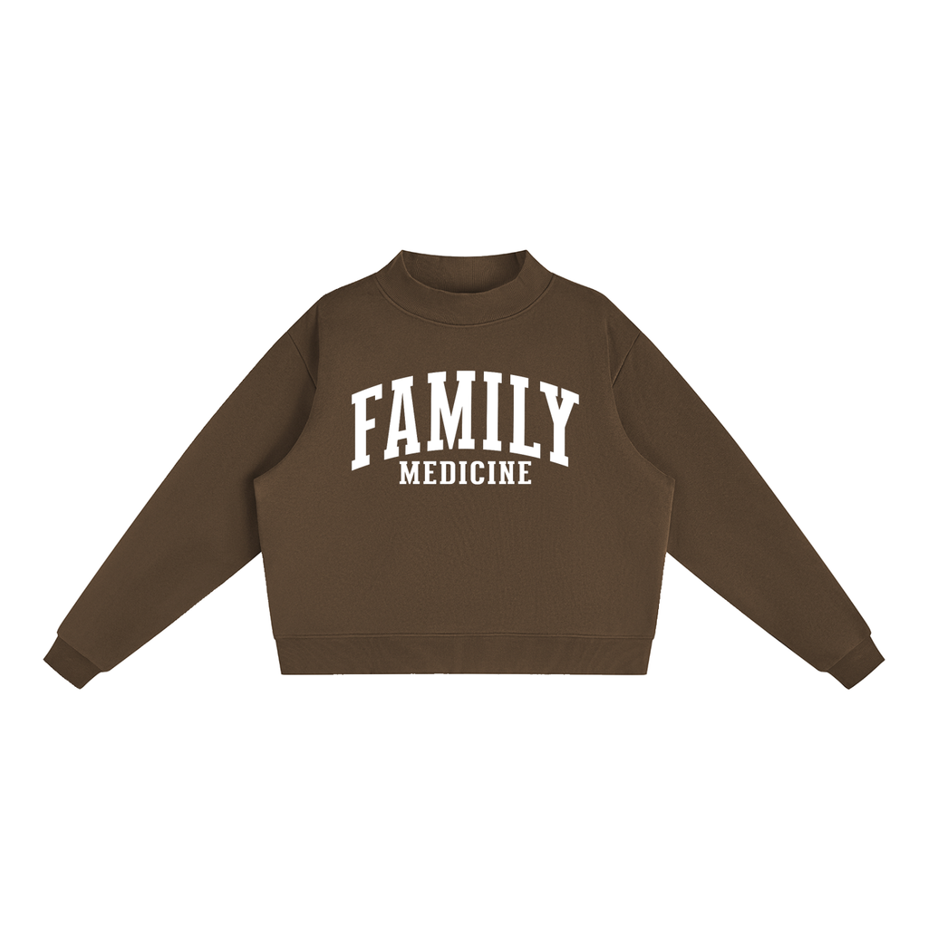 Family Medicine Varsity Mockneck in Chocolate