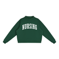 Nursing Varsity Mockneck in Forest Green