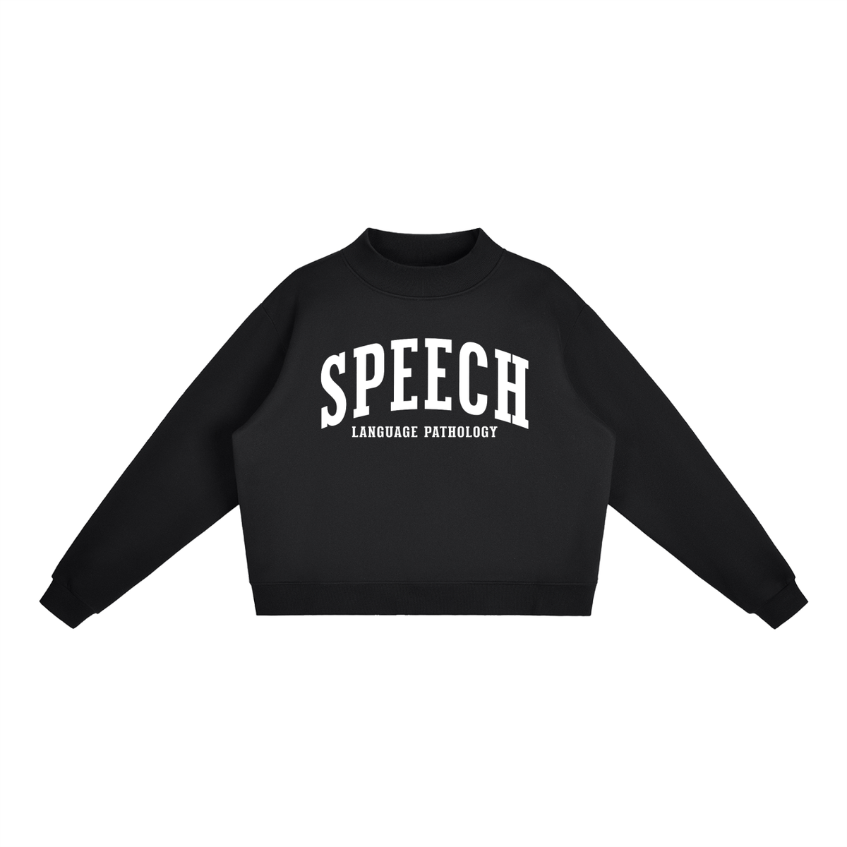Speech Language Pathology Varsity Mockneck in Black