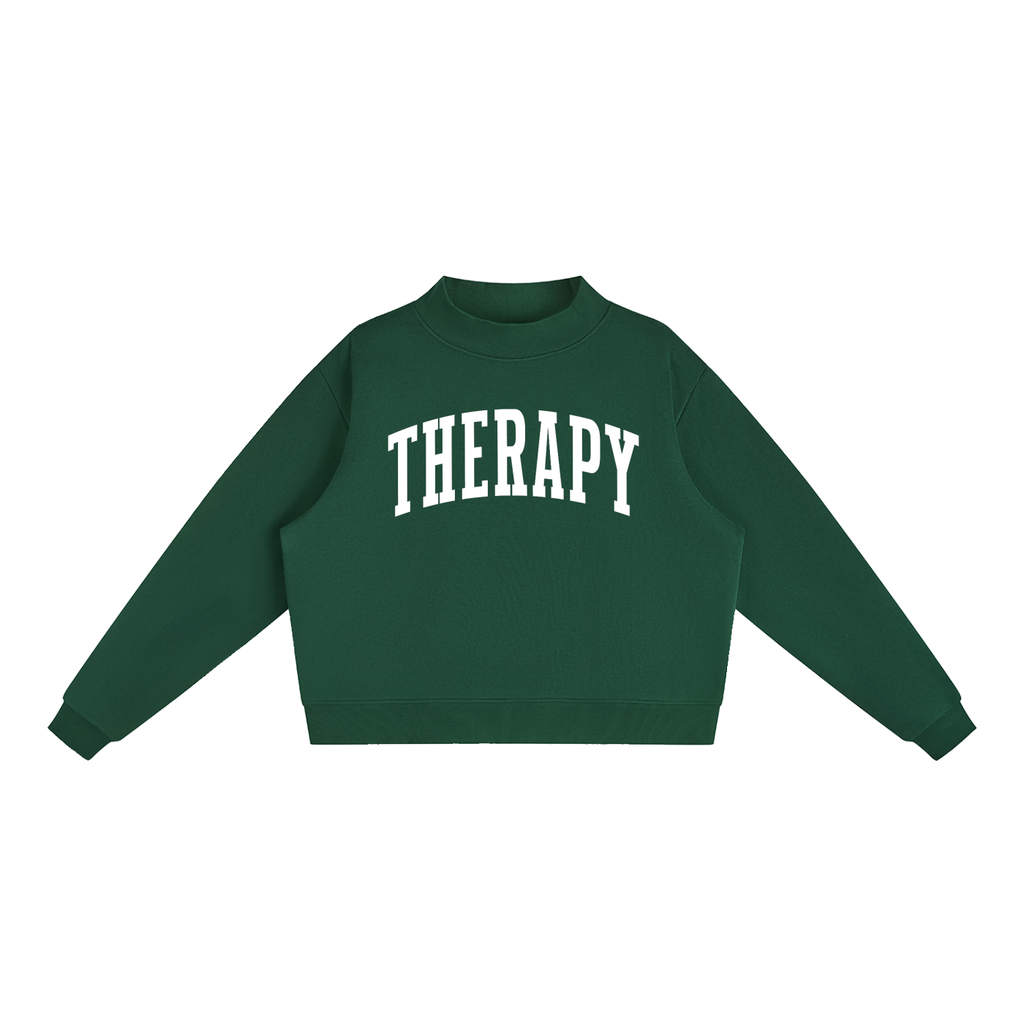 Therapy Varsity Mockneck in Forest Green