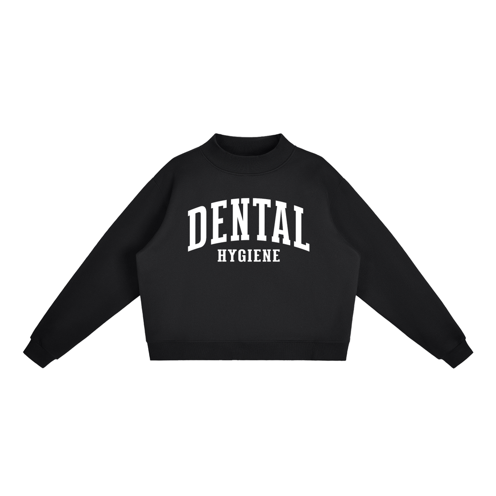 Dental Hygiene Varsity Mockneck in Black