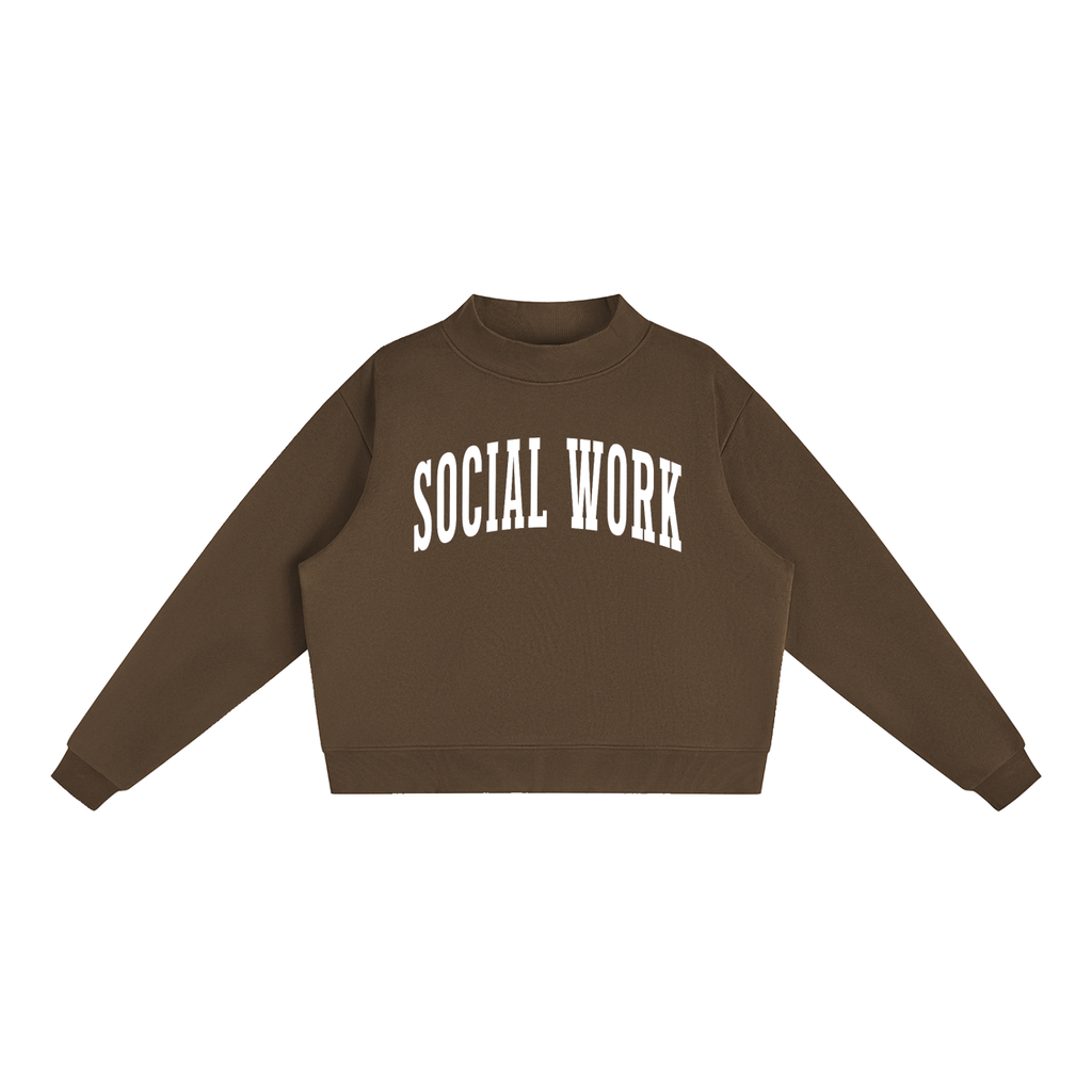 Social Work Varsity Mockneck in Chocolate