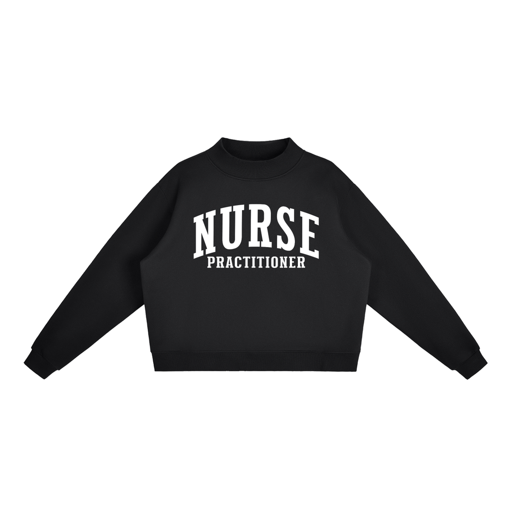 Nurse Practitioner Varsity Mockneck in Black