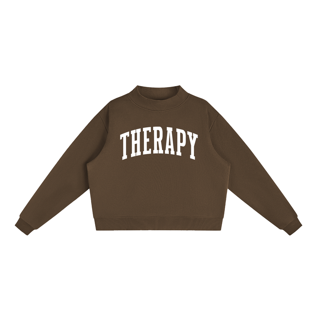 Therapy Varsity Mockneck in Chocolate